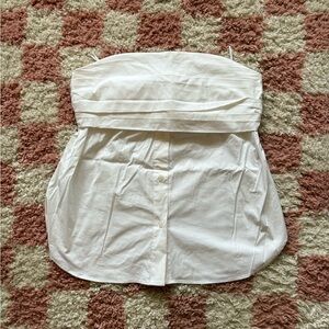 Zara White Strapless Button-Down Top
